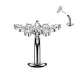 Titanium Threadless Floating Convex Base  Marquise CZ Wing Top Belly Button Ring