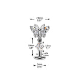 Titanium Threadless Floating Convex Base Butterfly CZ Top Belly Button Ring