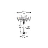 Titanium Threadless Floating Convex Base 4 Marquise CZ Fan Top Belly Button Ring