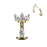Titanium Threadless Floating Convex Base  Marquise CZ Dangle Top Belly Button Ring