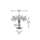Titanium Threadless Floating Convex Base 7 Marquise CZ Curve Top Belly Button Ring