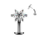 Titanium Threadless Floating Convex Base 6 Marquise CZ Flower Top Belly Button Ring