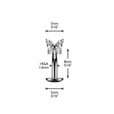 Titanium Threadless Floating Convex Base Butterfly CZ Top Belly Button Ring