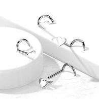 Titanium Heart Shape Top Push In Nose Screw