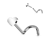 Titanium Heart Shape Top Push In Nose Screw