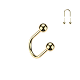 Titanium Threadless Push In U Hoop With Ball Top For Lip, Nostril, Cartilage Eyebrow 16G
