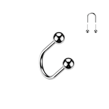 Titanium Threadless Push In U Hoop With Ball Top For Lip, Nostril, Cartilage Eyebrow 16G