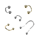 Titanium Threadless Push In U Hoop With Ball Top For Lip, Nostril, Cartilage Eyebrow 16G