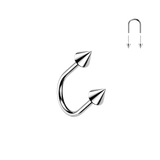 Titanium Threadless Push In U Hoop With Spike Top For Lip, Nostril, Cartilage Eyebrow 16G