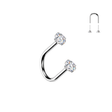 Titanium Threadless Push In U Hoop CZ Top For Lip, Nostril, Cartilage Eyebrow 18G