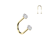 Titanium Threadless Push In U Hoop CZ Top For Lip, Nostril, Cartilage Eyebrow 18G