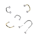 Titanium Threadless Push In U Hoop CZ Top For Lip, Nostril, Cartilage Eyebrow 18G