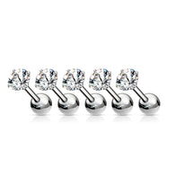 1 Pc Prong Set Clear CZ Ear Cartilage Tragus Barbell Studs