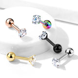 1 Pc Prong Set Round CZ Ear Cartilage Tragus Barbell Studs