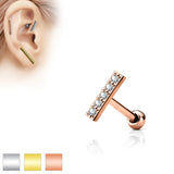 CZ Lined Set 9mm Long Bar Top Ear Cartilage Helix Daith Tragus Barbell Earrings