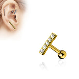 CZ Lined Set 9mm Long Bar Top Ear Cartilage Helix Daith Tragus Barbell Earrings