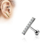 CZ Lined Set 12mm Long Bar Top Ear Cartilage Helix Daith Tragus Barbell Earrings