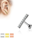 CZ Lined Set 12mm Long Bar Top Ear Cartilage Helix Daith Tragus Barbell Earrings