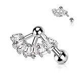 Multi Square CZ Fan Top Ear Cartilage Helix Daith Tragus Barbell Earrings