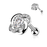 Pave CZ Flower Ear Cartilage Helix Daith Tragus Studs Earrings