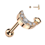 CZ Pave Crescent Moon Ear Cartilage Helix Daith Tragus Studs