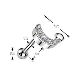 CZ Pave Crescent Moon Ear Cartilage Helix Daith Tragus Studs