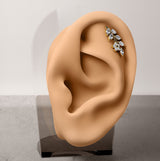 CZ Flower and Vine Top Ear Cartilage Helix Daith Tragus Barbell Earrings