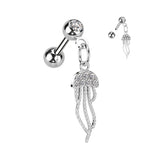 CZ Pave Jellyfish Dangle Ear Cartilage Helix Daith Tragus Barbell Earrings