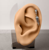 CZ Pave Jellyfish Dangle Ear Cartilage Helix Daith Tragus Barbell Earrings