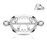 Pair Scary Fangs 316L Surgical Steel Nipple Shield Ring