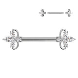 Pair Double Heart Marquise CZ Nipple Barbell