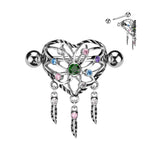 Pair of Heart Dream Catcher Shield NippleBarbell Rings