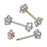 Pair of Baguette CZ Crown End Nipple Barbell Rings