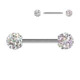 Externally Threaded 6mm Ferido Crystal Ball Tongue Nipple Barbell