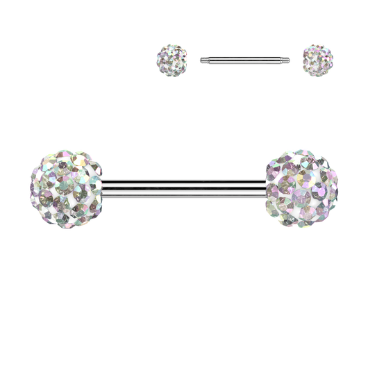 Externally Threaded 6mm Ferido Crystal Ball Tongue Nipple Barbell