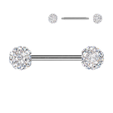Externally Threaded 6mm Ferido Crystal Ball Tongue Nipple Barbell