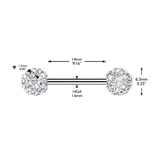 Externally Threaded 6mm Ferido Crystal Ball Tongue Nipple Barbell