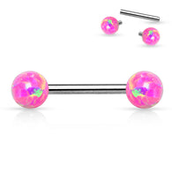 1 Pc Internally Threaded 5mm Opal Ball Tongue Barbell Nipple Barbell