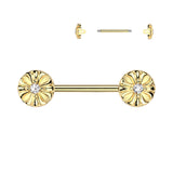 Pair CZ Celtic Cross Ends Nipple Barbell