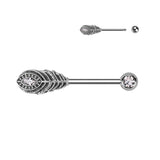 Pair Feather & Bezel Set Gem Nipple Barbell