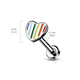 Rainbow Striped Heart Top Lip Labret Monroe Ear Cartilage Tragus