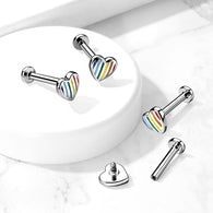 Rainbow Striped Heart Top Lip Labret Monroe Ear Cartilage Tragus