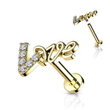 Love Sign CZ Top Labret Ear Cartilage Helix Tragus Studs