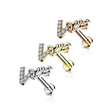 Love Sign CZ Top Labret Ear Cartilage Helix Tragus Studs