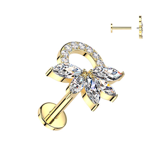 5-Marquise CZ Top Labret Tragus Snug Ear Cartilage Helix