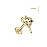 Internally Threaded Heart & Cross Top Labret Tragus Snug Ear Cartilage Helix