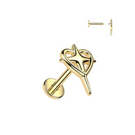 Internally Threaded Heart & Cross Top Labret Tragus Snug Ear Cartilage Helix