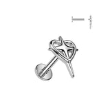 Internally Threaded Heart & Cross Top Labret Tragus Snug Ear Cartilage Helix