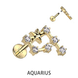 Gold Plated CZ Zodiac Constellation Labret Tragus Helix Ear Cartilage Studs