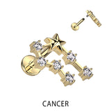 Gold Plated CZ Zodiac Constellation Labret Tragus Helix Ear Cartilage Studs